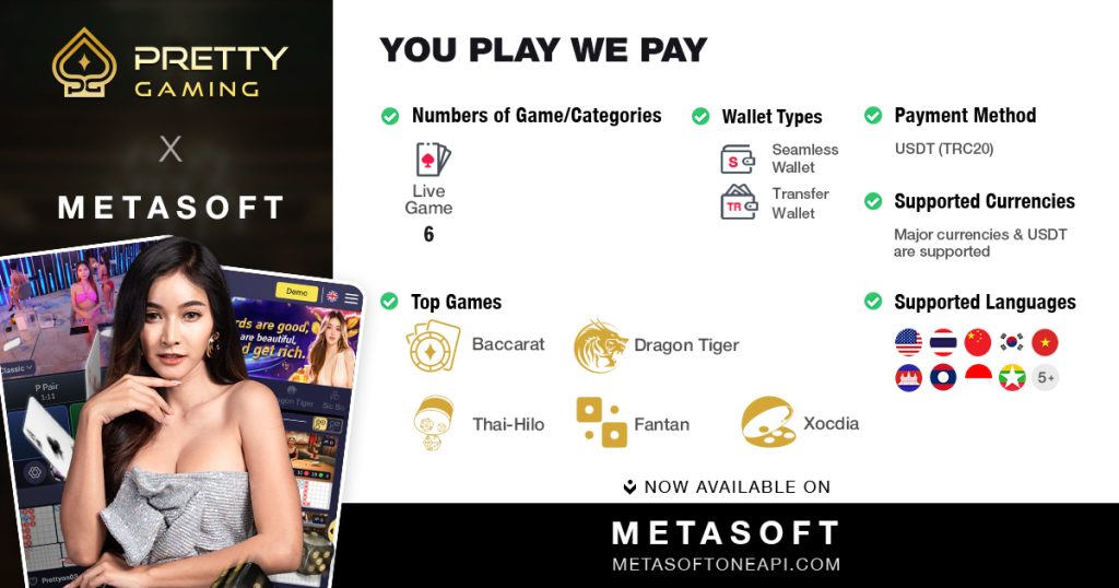 Pretty Gaming live casino via Metasoft API