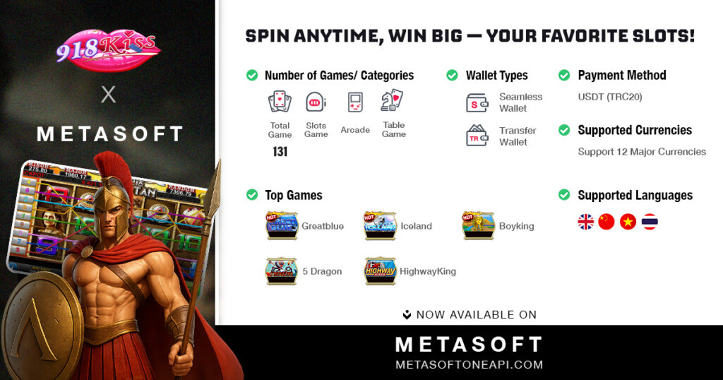 918Kiss H5 games integrated via Metasoft Slot Game API