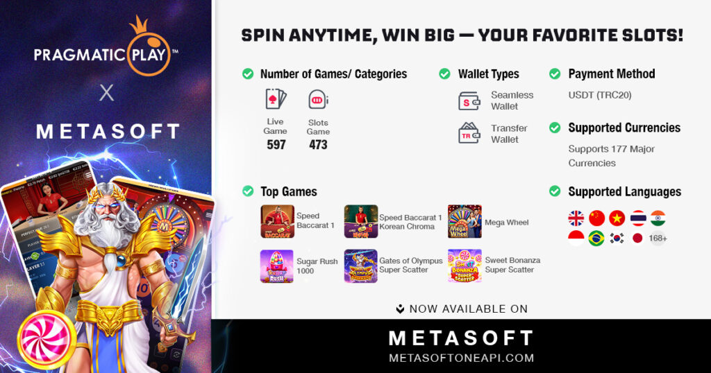 Pragmatic Play portfolio integrated via Metasoft Casino Game API