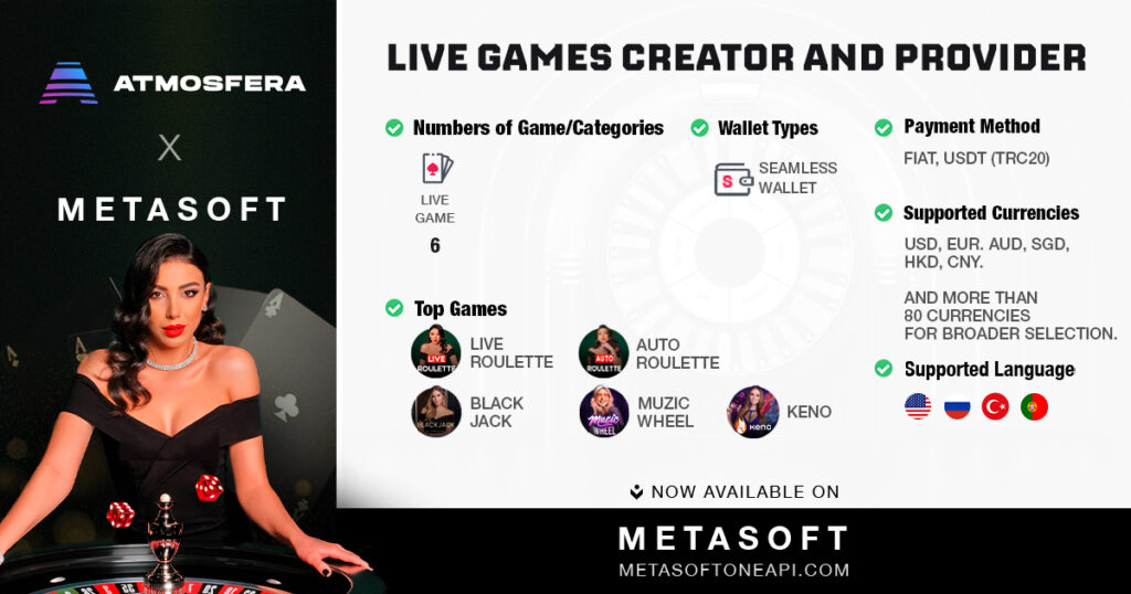 Atmosfera live casino games available on Metasoft