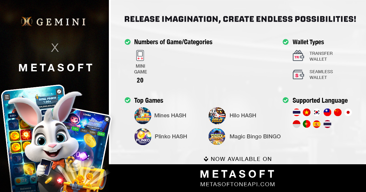 Gemini mini games integrated with Metasoft gaming platform
